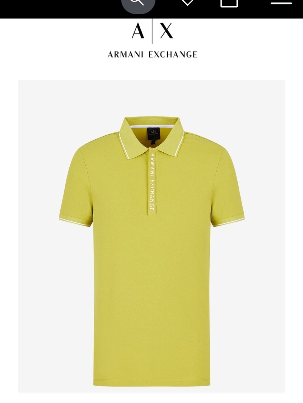 Armani Exchange-  Men's  Yellow Polo.
